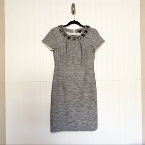 Ann Taylor Black White Bejeweled Sheath Dress